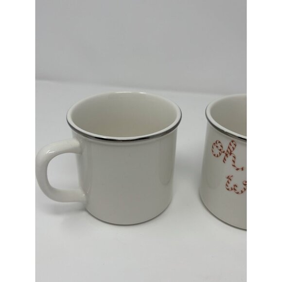 Pottery Barn lot of 2 Peppermint Sentiments HO HO HO Christmas Mugs Holiday - Picture 3 of 11
